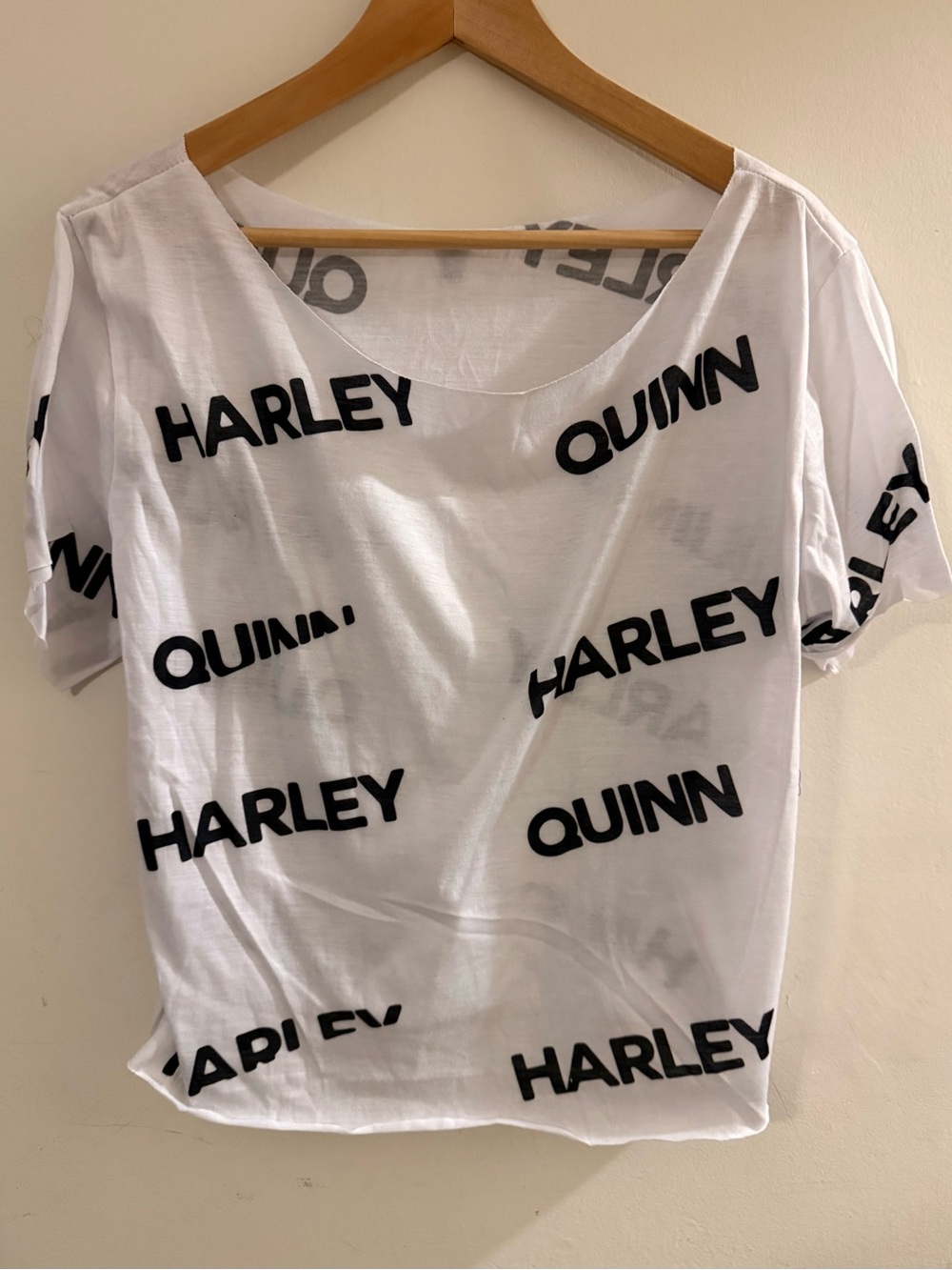 DC White Tee with Black 'Harley Quinn' All-Over Print